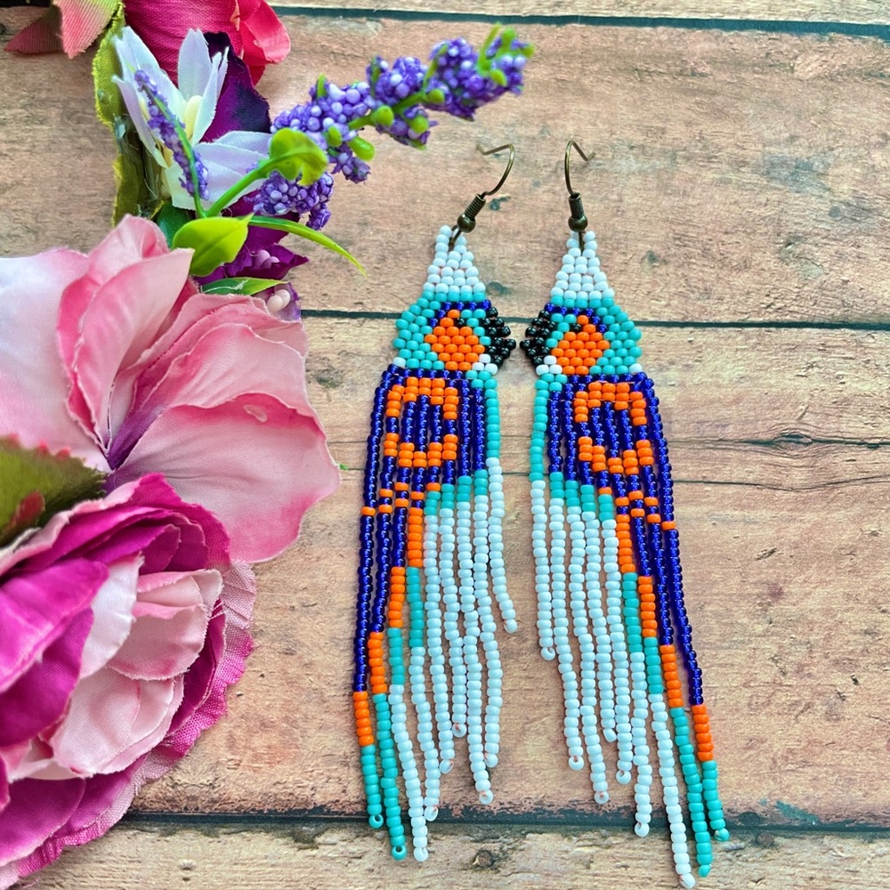 Colorful parrots Beaded Dangle Earrings